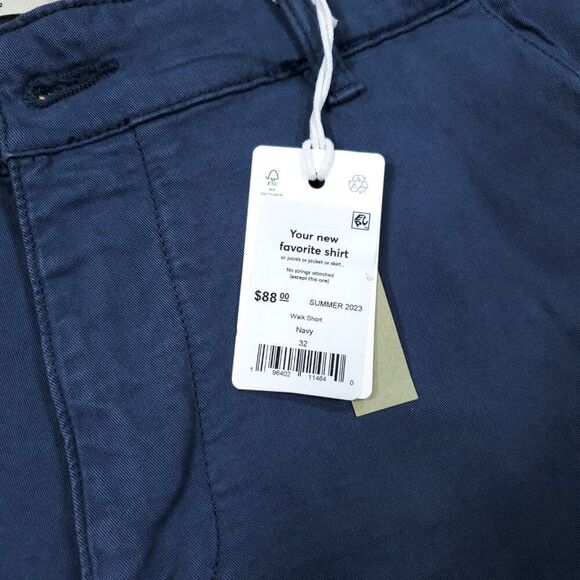 Marine Layer Chino Walk Shorts Men's Size 32 Navy Blue Stretch Organic Cotton - Picture 4 of 10